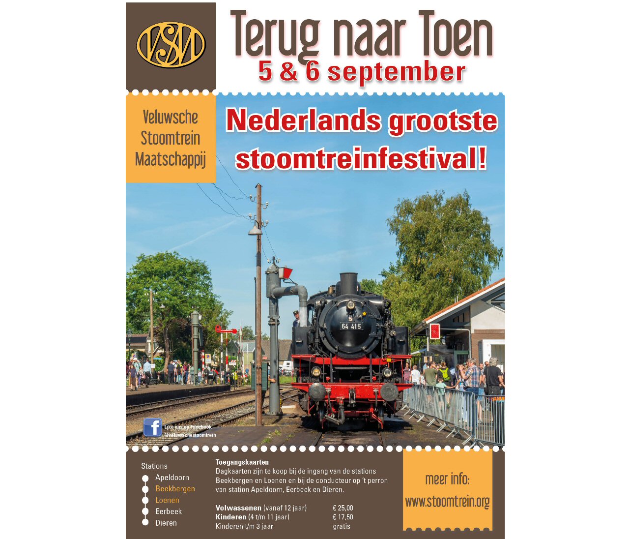 Poster van de VSM met reclame voor de manifestatie Terug naar Toen